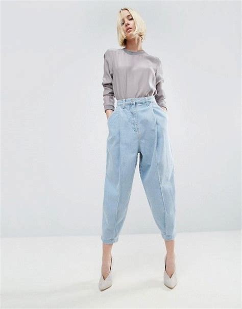 White And Blue Colour Outfit You Must Try With Mom Jeans Trousers