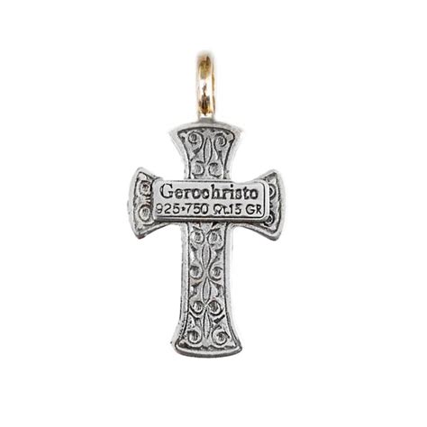 Gerochristo 5134 Solid 18k Gold And Sterling Silver Byzantine Cross Pendant