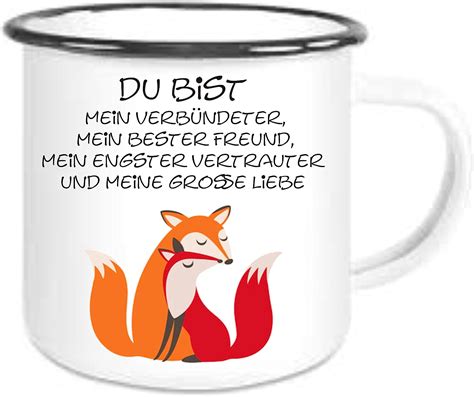 Crealuxe Emaille Tasse Du Bist Mein Verb Ndeter Mein Bester Freund