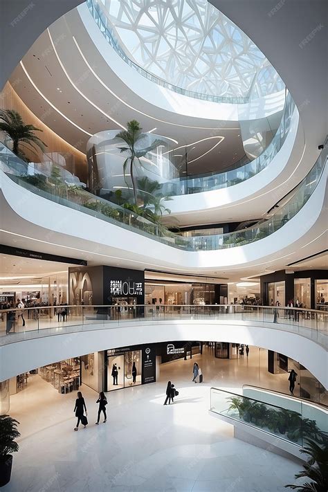 Premium Photo | Future Shopping Experience Futuristic Mall Architecture