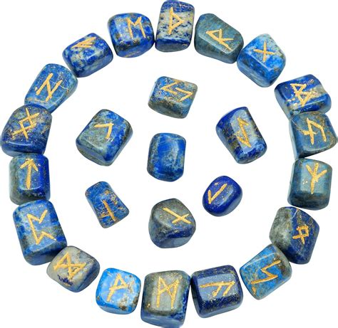 Amazon YATHABI Lapis Lazuli Crystal Rune Set Of 25 Rune Stones