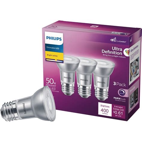 Philips Ultra Definition 50w Equivalent Bright White Par16 Medium Dimmable Led Floodlight Light