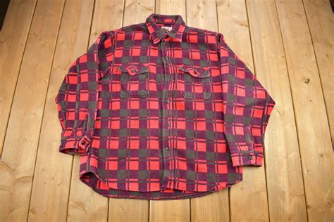 Vintage 1960s Champion Button Up Plaid Flannel Trucker Shirt Etsy