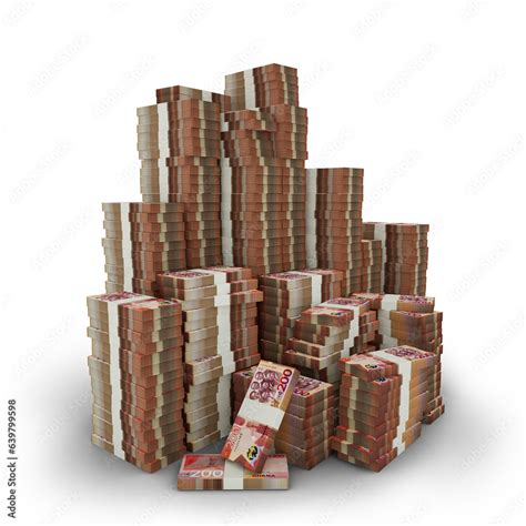 Big Stacks Of Ghanaian Cedi Notes A Lot Of Money Isolated On