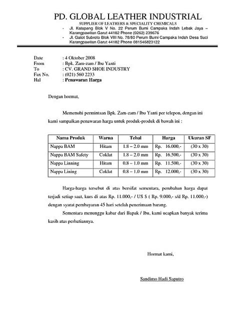 Contoh Proposal Penawaran Barang