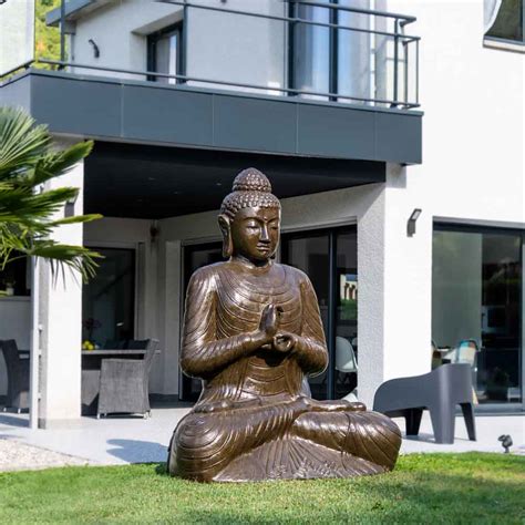 Grande Statue M Bouddha Assis En Fibre De Verre Position Chakra