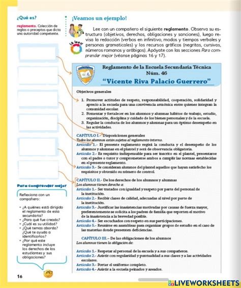 Partes De Un Reglamento Worksheet 40th