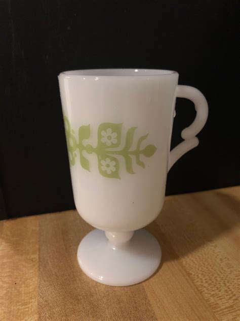 Mid Century Modern Milk Glass Pedestal Mugs Etsy