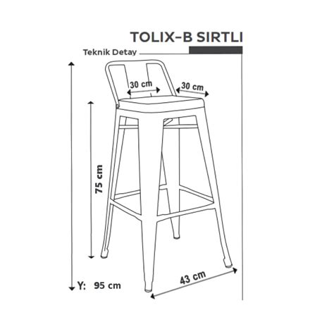 Tolix Sırtlı Bar Taburesi