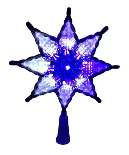 Estrella Plateada Punta Rbol Navide O Led Luz Blanca Azul Env O Gratis