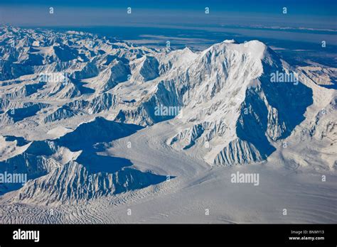 Aerial view of Summit of Mount Foraker and the Alaska Range as seen ...