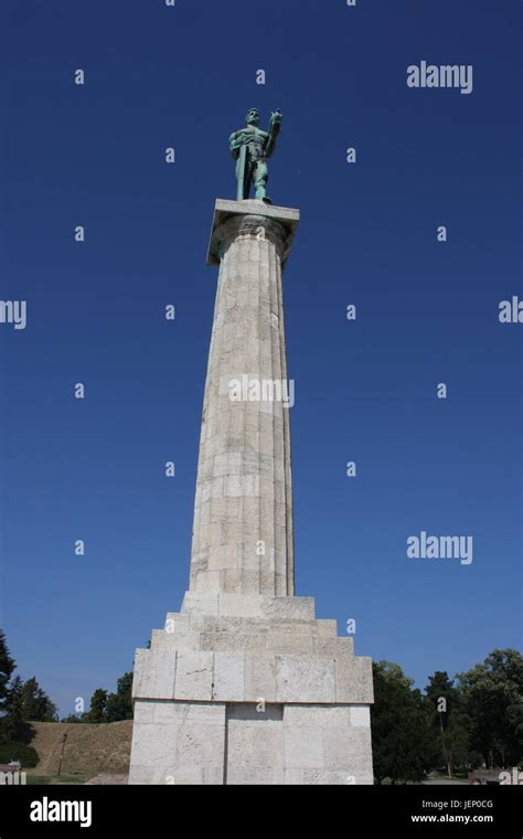 Monument Sculpture Of The Belgrade Victor Made Of Bronze Located In