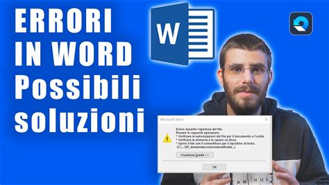 Word Ha Riscontrato Un Errore Durante Il Tentativo Di Apertura Del File