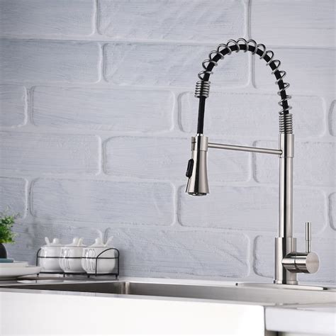 Casainc Spring Sprayer Kitchen Faucet With Deck Plate Brushed Nickel Single Handle Pull Down