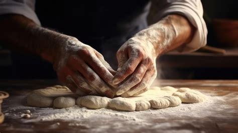 Premium Ai Image Kneading Dough On Table