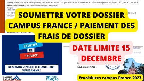 Soumettre Le Dossier Campus France Paiement Frais De Dossier Youtube