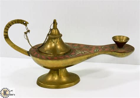 Vintage Brass Oil Lamp Aladdin Style Hand Engraved