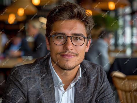 Premium Photo Man Wearing Glasses Sitting At Table