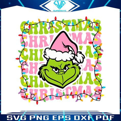 Retro Christmas Grinch Face Svg