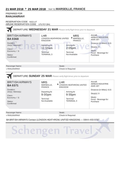 Template For Flight Ticket