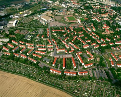 Riesa Von Oben Wohngebiet Einer Reihenhaus Siedlung In Riesa Im