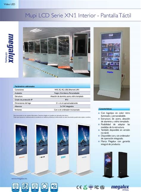 Pantalla Publicitaria Mupi LCD Táctil Interior Megalux LED