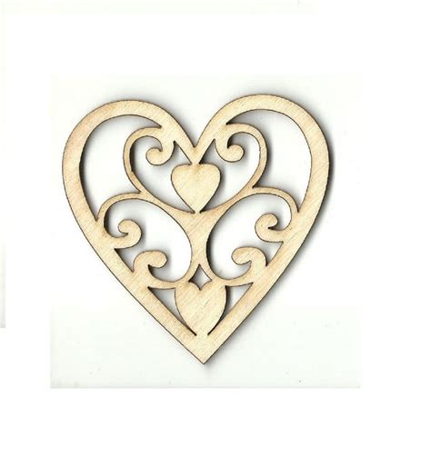 Heart Laser Cut Out Unfinished Wood Shape Craft Supply Hrt Etsy