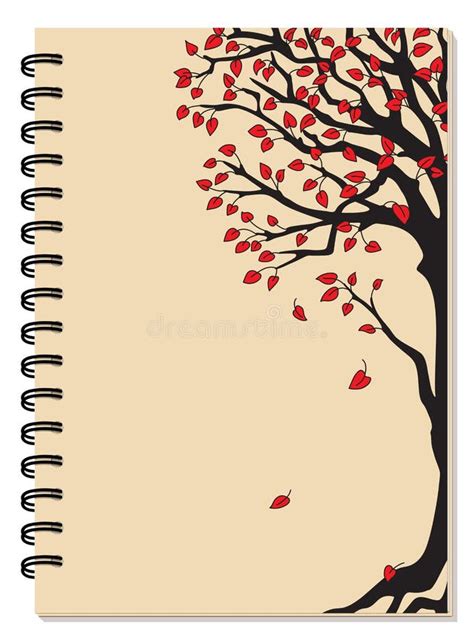 A Funda De Cuaderno De Espiral Escolar Con Rbol Negro Y Hojas Rojas