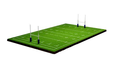 American Football Field Ground Cross Section With Green Rugby Stadium