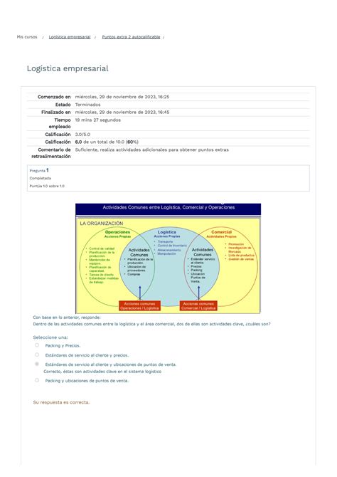 Puntos extra 2 autocalificable Logistica Empresarial Logística