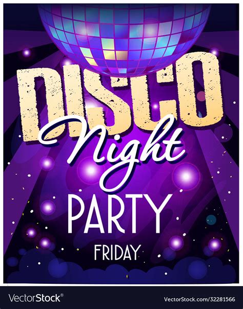 Disco Party Poster Template With Sparkles Vector Image