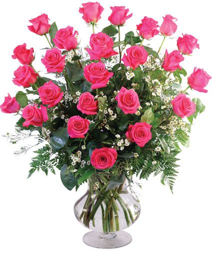 Two Dozen Pink Roses Vase Arrangement In Wheaton Il All Flowers With