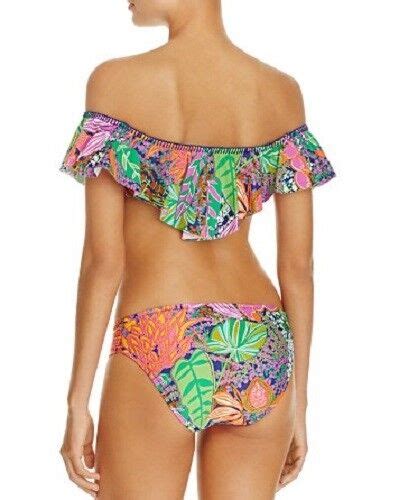 NWT Trina Turk Swimsuit Bikini Top Bra Size 14 Tropical Escape Ruffle