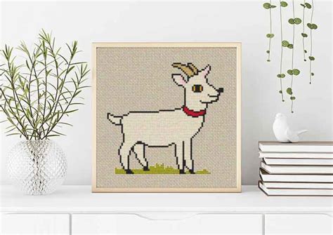 Pattern Animal Cross Stitch Pattern Goat Modern Cross Etsy