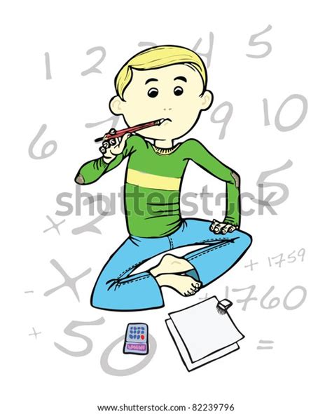 Boy Doing Math Homework Stock Vector (Royalty Free) 82239796