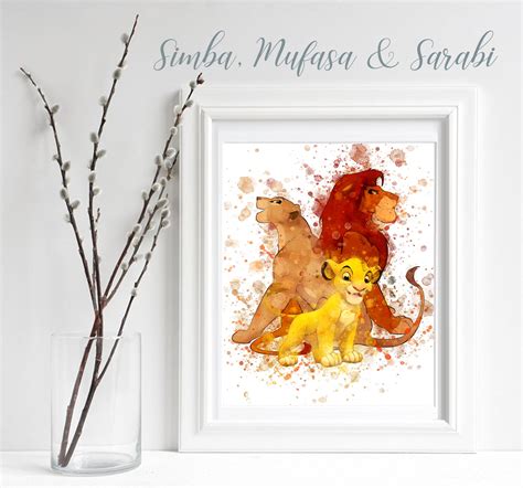 SIMBA MUFASA & SARABI The Lion King Watercolor Print | Etsy