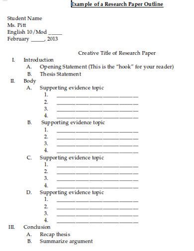 Research Paper Outline 19 Examples Format Pdf