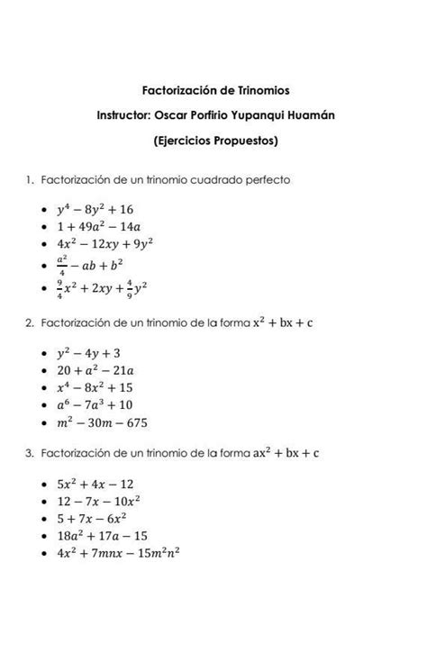 Factorizacion De Un Trinomio Cuadrado Perfecto Brainly Lat