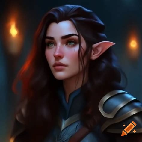 Brunette Elvish Cleric Character Design On Craiyon