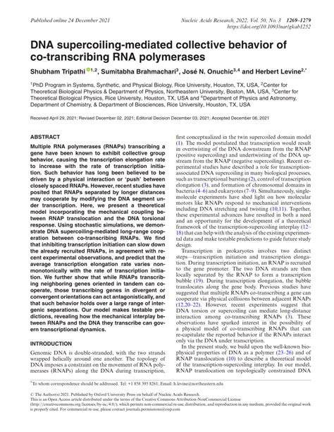 PDF DNA Supercoiling Mediated Collective Behavior Of Co Transcribing