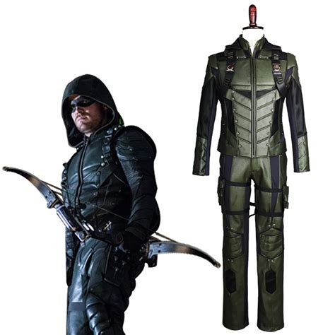 2017 New Green Arrow Cosplay Season 5 S5 Oliver Queen Cosplay Costume