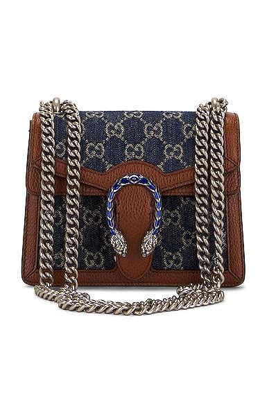 Fwrd Renew Gucci Gg Dionysus Chain Shoulder Denim Bag In Dark Blue Fwrd