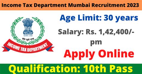 Income Tax Department Mumbai Jobs Notification 2024 Apply Online For