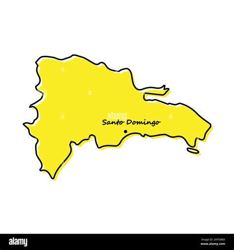 Simple outline map of Dominican Republic with capital location ...