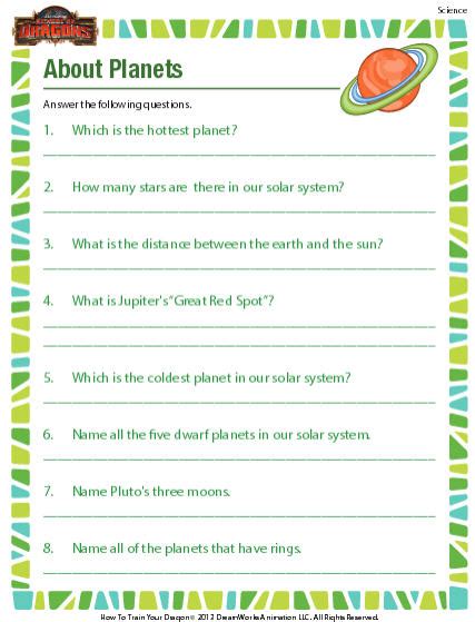 Planets Worksheets For 3rd Grade