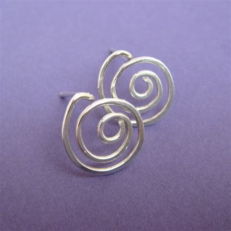 Swirl Post Earrings Sterling Silver Modern Stud Earrings Etsy