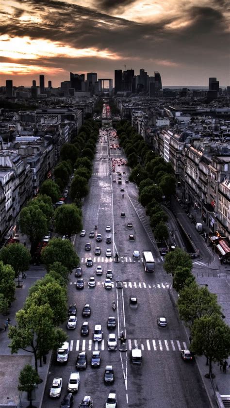 Paris Aerial View From Triumphal Arch In Louvre Direction iPhone Wallpapers Free Download