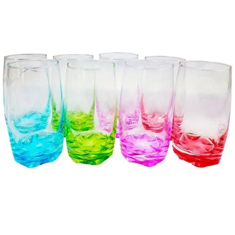 Gibson Home Karissa 8 Piece Assorted Colors Glass Tumbler Set 98596601m The Home Depot