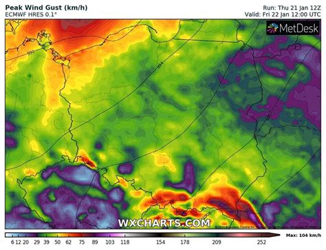 Pogoda na 22 stycznia 2021 Silny wiatr na południu ciepło na