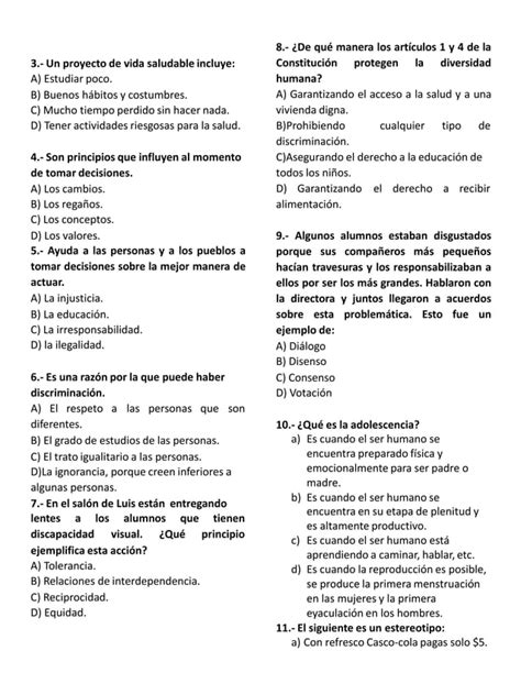 EXAMEN DIAGNOSTICO SEXTO GRADO Pdf